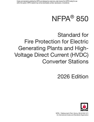NFPA 850 2026 NFPA 850 Recommended Practice For Fire Protection For nfpa-850-2026-nfpa-850-recommended-practice-for-fire-protection-for